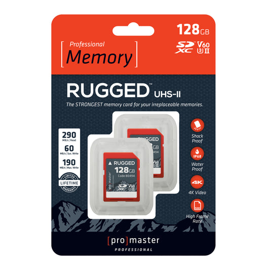 SDXC 128GB Rugged<span>&trade;</span> UHS-II V60 Memory Card - 2 Pack
